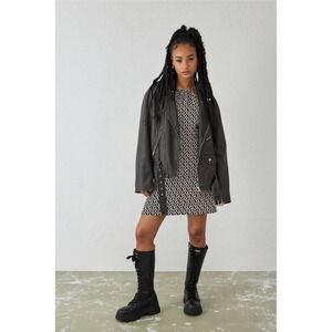 Faithfull the Brand Bisett Gaia Mini Dress Halter Neck Tie Back Geometric 6 Med